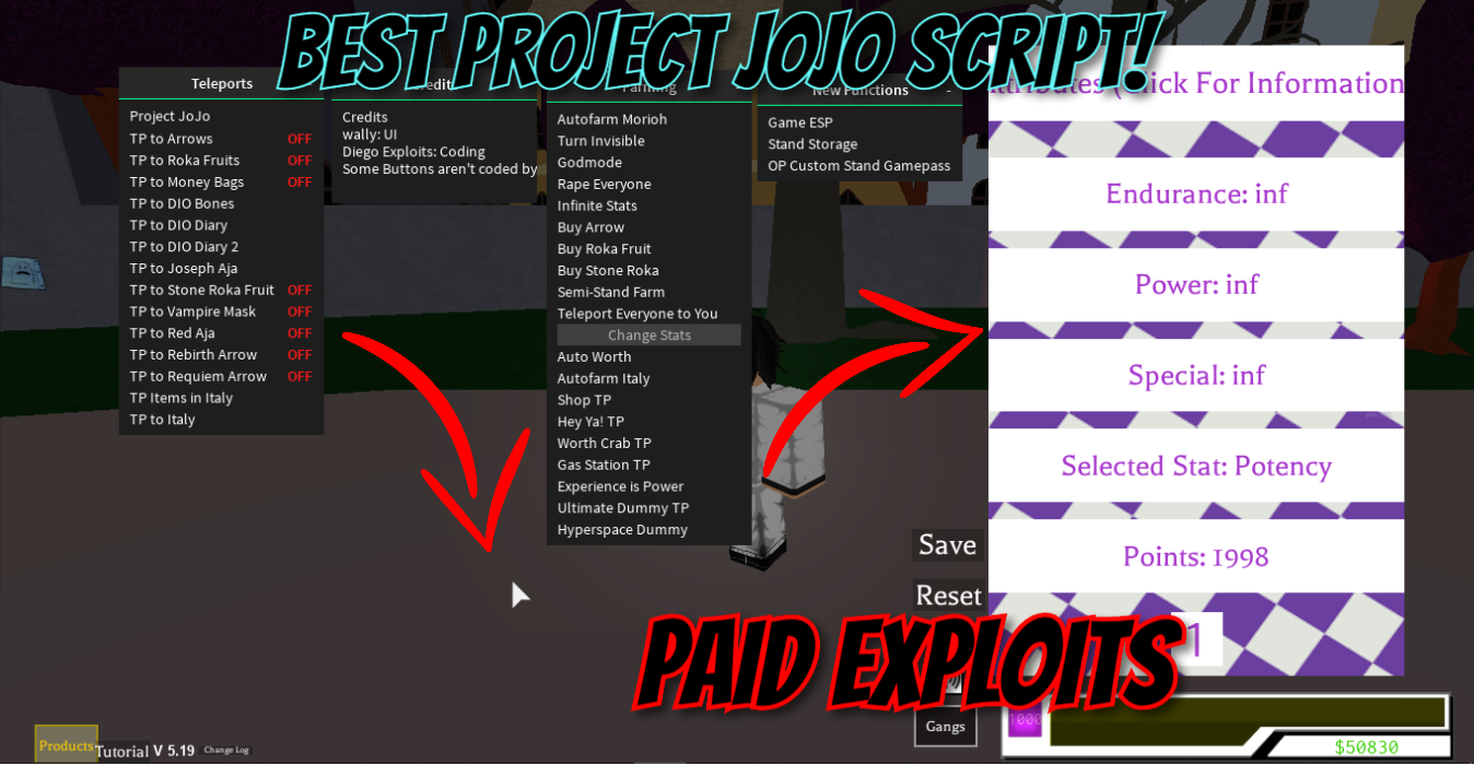 Scripts Diego Exploits - roblox project jojo redaja