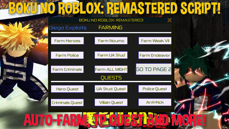 Scripts Diego Exploits - how to farm nomu level 0 500 boku no roblox remastered
